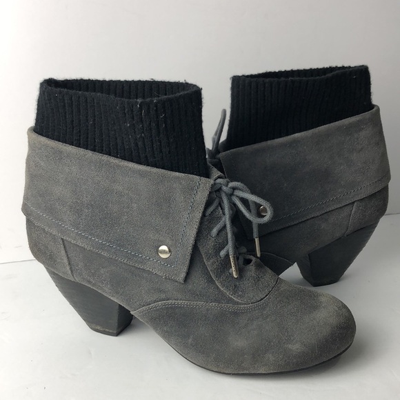 Dr Scholls Ali Elephant Grey Lace Up Ankle Boots - Picture 1 of 8